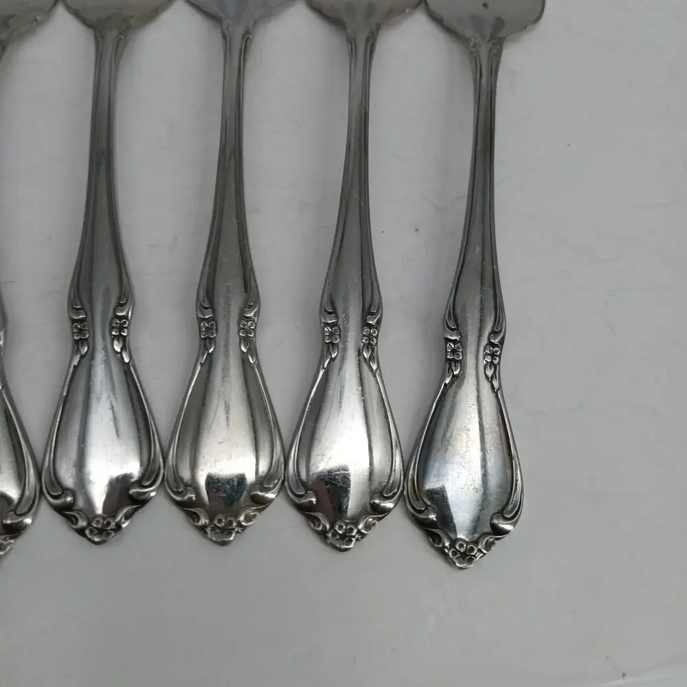 6X SF Oneida CHATEAU Stainless Flatware Salad Forks Glossy USA